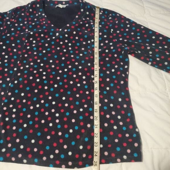 intimate essentials large womens fleece long sleeve polka dot shirt - Picture 6 of 10
